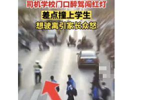 司机醉驾校门口闯红灯差点撞上学生  惹怒家长已被刑事立案