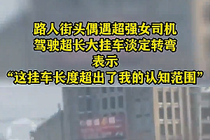 一女子开超长大挂车转弯 这波在大气层