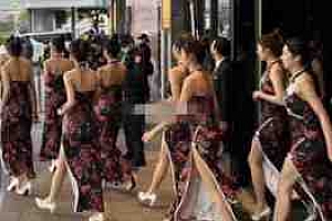 台湾黑帮高调办晚宴:170名“旗袍辣妹”夹道欢迎!