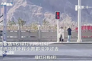 一路口红灯99秒绿灯4秒:斑马线全程小跑都没冲过去!