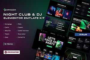 酒吧夜总会和 DJ网站模板 Elementor 模板套件