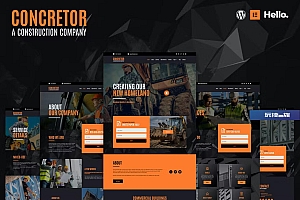 Concretor – 房地产建筑施工网站模板 Elementor Template Kit