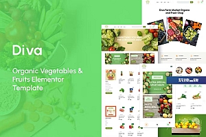 Diva – 有机蔬菜和水果商城网站模板 Elementor Template Kit