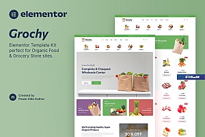 Grochy – 蔬菜水果日用百货网站模板带后台 Elementor Template Kit