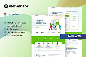Pixeeline – Graphics Illustration Freelance & Creative Agency Elementor Template Kit