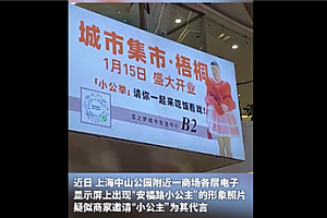 上海网红“安福路小公主”接代言 一商场电子屏现其形象照片