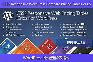 CSS3 Responsive WordPress Compare Pricing Tables v11.5 – WordPress 比较定价表插件