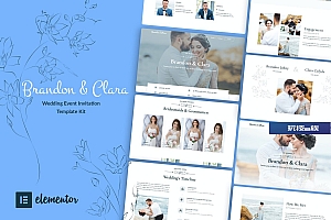 Brandon&Clara-婚礼活动邀请 Elementor模板套件