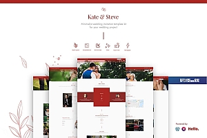 Kate &Steve – 婚礼邀请 Elementor Template Kit