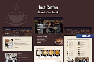 Justcoffee-咖啡厅和咖啡元素模板套件
