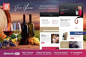 Vine Gloss -酒铺和葡萄园Elementor Template Kit