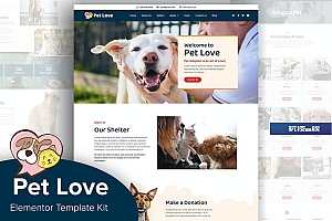 Pet Love – 动物收容所Elementor Template Kit