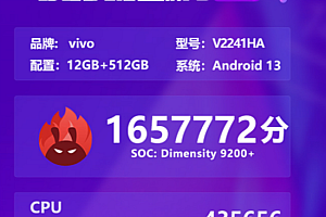 vivo X90s安兔兔跑分曝光:排名安卓性能榜榜首