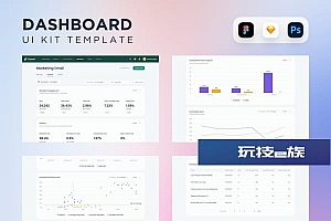 电子邮件分析仪表板设计模板 Email Analytics Dashboard UI Kit
