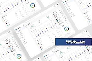 社交用户分析仪表板设计模板 Social User Analytics Dashboard UI Kit