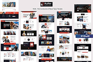 屋顶建筑与维修网站主页设计Figma模板 Ruffer – Roof construction & Repair Figma Template