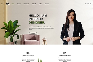 室内设计师个人作品简历html5模板网站源码