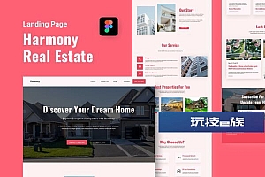 房地产企业网站着陆页Figma模板 Harmony – Real Estate Landing Page Figma