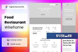 餐饮品牌网站着陆页线框图模板 Food Restaurant Wireframe Website