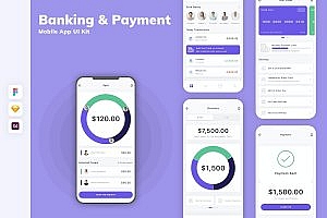 银行支付App界面设计UI模板套件 Banking & Payment Mobile App UI Kit