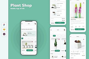 植物商店App界面设计UI模板套件 Plant Shop Mobile App UI Kit