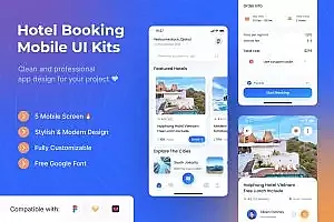 酒店预订App移动应用UI套件模板 Hotel Booking Mobile App UI Kits Template