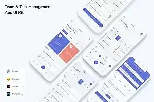 团队和任务管理移动应用UI设计套件 Team & Task Management App UI Kit