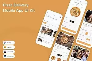 披萨外卖移动应用UI设计套件 Pizza Delivery Mobile App UI Kit