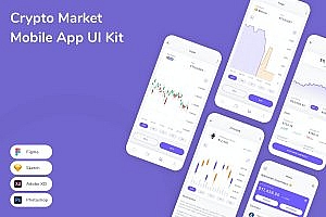 加密货币市场移动应用程序UI工具包 Crypto Market Mobile App UI Kit