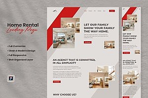 房屋租赁网站着陆页UI模板 Home Rental Landing Page – Hazel