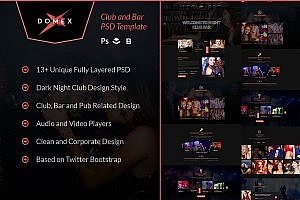 俱乐部酒吧网站设计PSD模板 Domex – Night Club PSD Template