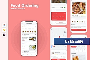 食品订购App界面设计UI模板套件 Food Ordering Mobile App UI Kit