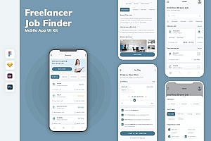 自由职业者和工作寻找者移动应用UI工具包 Freelancer & Job Finder Mobile App UI Kit