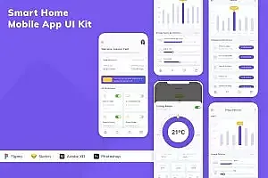 智能家居移动应用UI设计套件 Smart Home Mobile App UI Kit