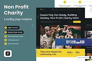 非营利慈善网站着陆页面设计模板 Helpeus – Non Profit Charity Landing Page