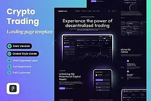 加密交易网站着陆页设计模板 DigitalFortune – Crypto Trading Landing Page