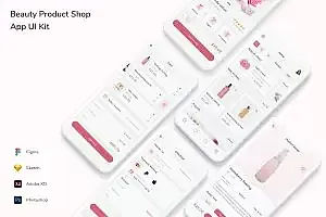 美容产品商店移动应用UI设计套件 Beauty Product Shop App UI Kit
