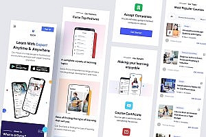 在线课程应用程序响应式网站着陆页fig模板 Curso – Online Course App Landing Page Responsive