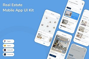 房地产业务移动应用UI设计套件 Real Estate Mobile App UI Kit