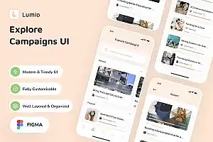 App探索活动页面UI/UX设计模板 Lumio – Explore Campaigns App UI