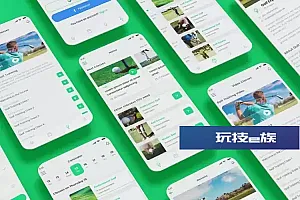 高尔夫在线课程App应用程序界面设计UI套件模板  Golf Online Classes & Academy & Sports School App