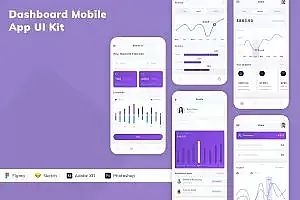 数据仪表盘移动应用UI设计套件 Dashboard Mobile App UI Kit