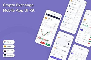加密货币交易平台移动应用程序UI工具包 Crypto Exchange Mobile App UI Kit