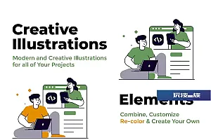 玩技下午茶:50个数字商业活动插画素材v2