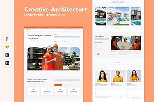 创意建筑网站着陆页模板UI套件 Creative Architecture Landing Page Template UI Kit