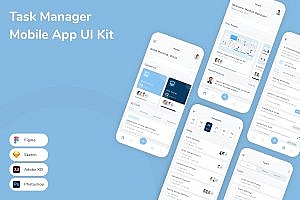 任务管理器App应用程序UI模板套件 Task Manager Mobile App UI Kit