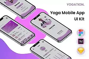 瑜伽运动App应用UI设计套件 Togation – Yoga Mobile App UI Kit