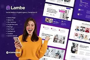 终极数字代理网站Figma设计模板 Lambe – Digital Agency Complete Page Website Figma