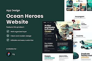 海洋网站着陆页设计模板 Ocean Heroes Website
