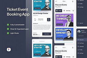 票券活动预订App设计模板 Ticket Event Booking – Evenup